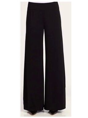 NWT Eileen Fisher Silk Stretch High Rise Relaxed Wide Modern Trouser Black Large